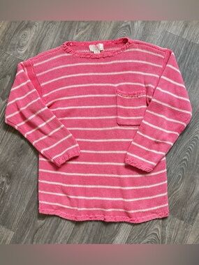 American Weekend Vintage pink and white striped chunky knit sweater